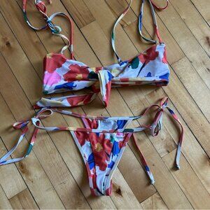 Hoaka Sz M Bandeau Cheeky Floral Bikini Set